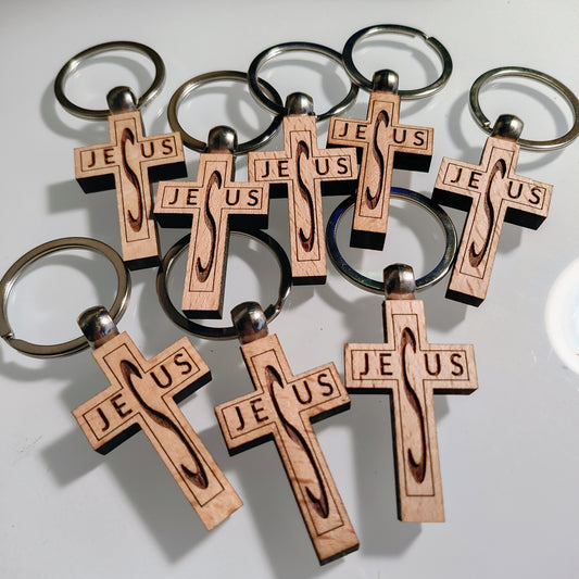 Jesus wooden cross Keychains