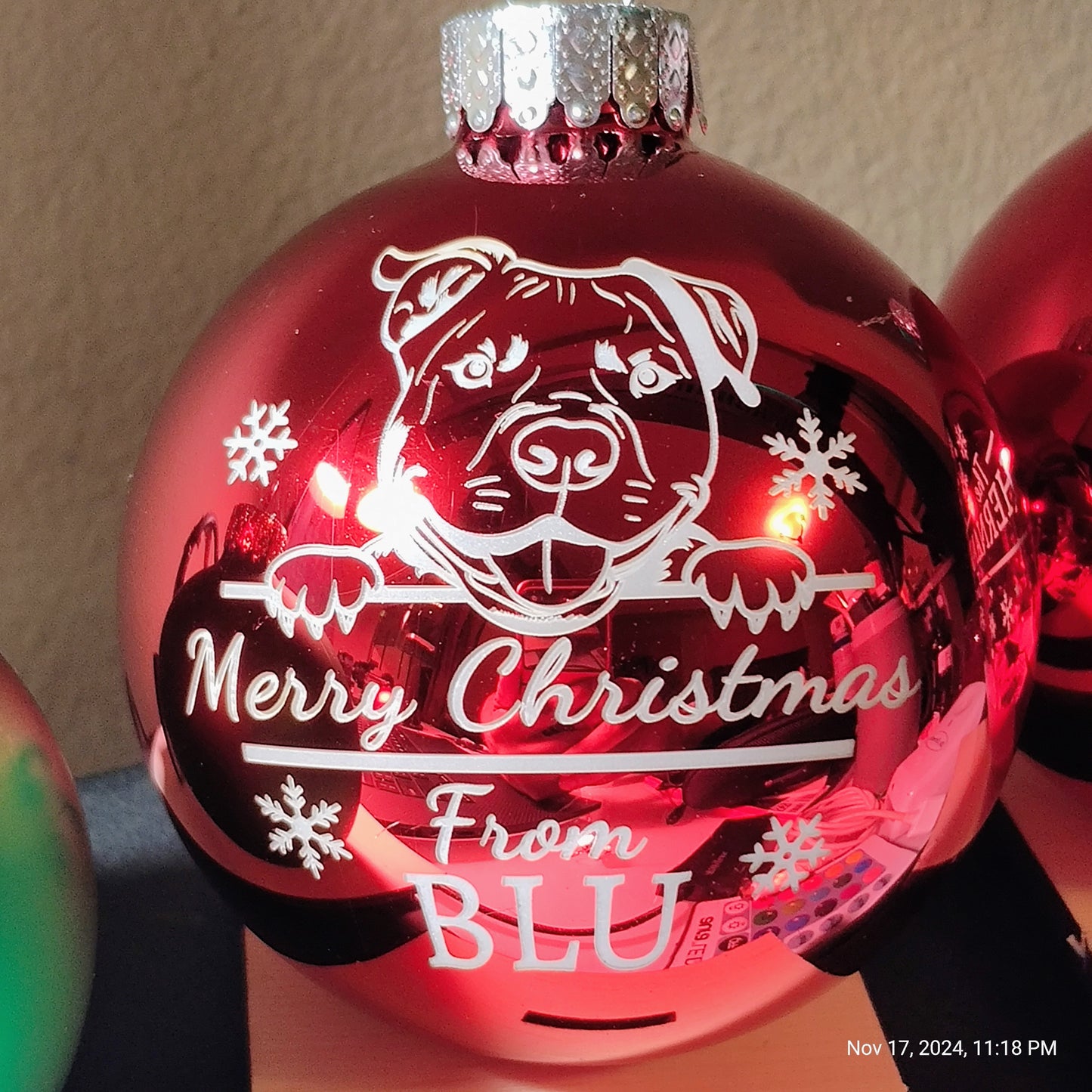 3.0" Inch Custom Engraved Christmas Glass Ornaments