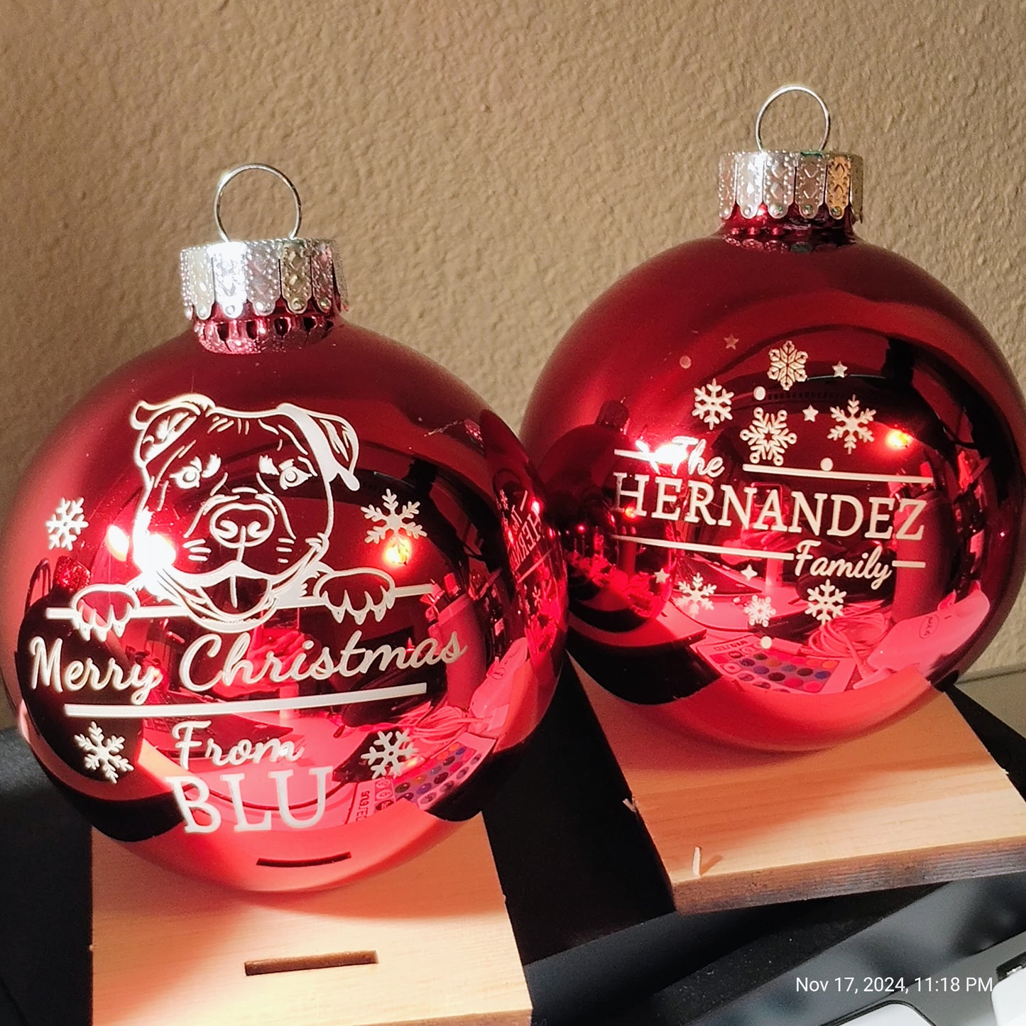 3.0" Inch Custom Engraved Christmas Glass Ornaments